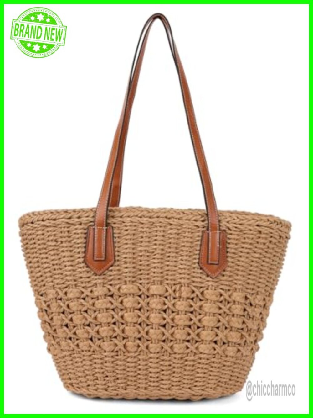 Women's Straw Shoulder Bag Large Woven Tote Beach Travel Handbag Top Handle
